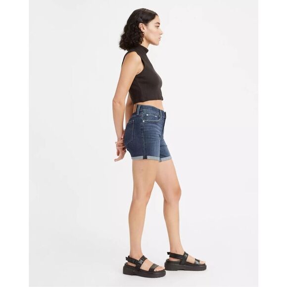 Levi’s Mid Length Women's Shorts dark denim size 25 (0)                C - Picture 2 of 7